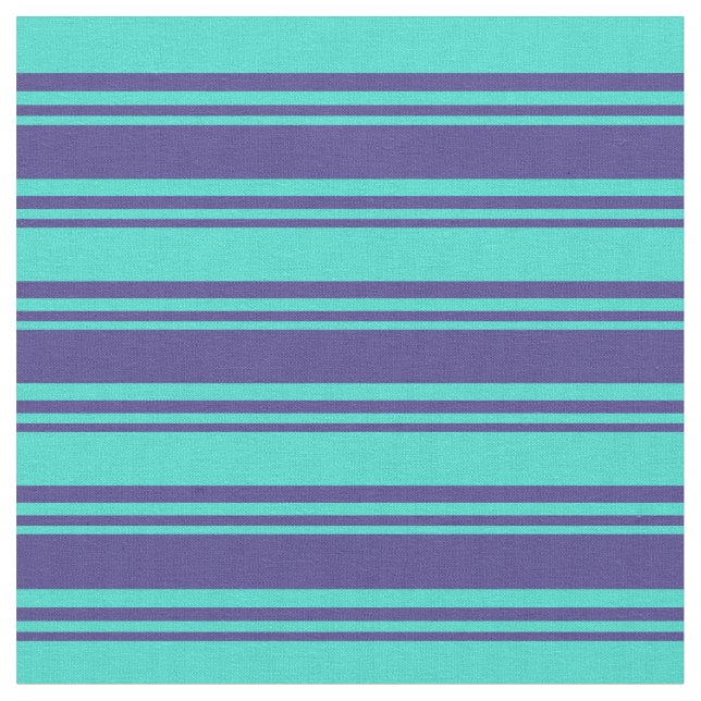 Dark Slate Blue & Turquoise farbige Linien Stoff (Nahaufnahme)