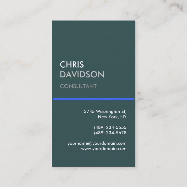 Dark Slate Gray Blue Line Business Card Visitenkarte (Vorderseite)