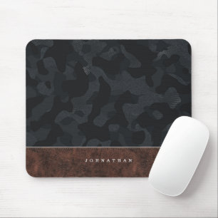 Dark Slate Gray Camouflage Pattern & Leder Mousepad