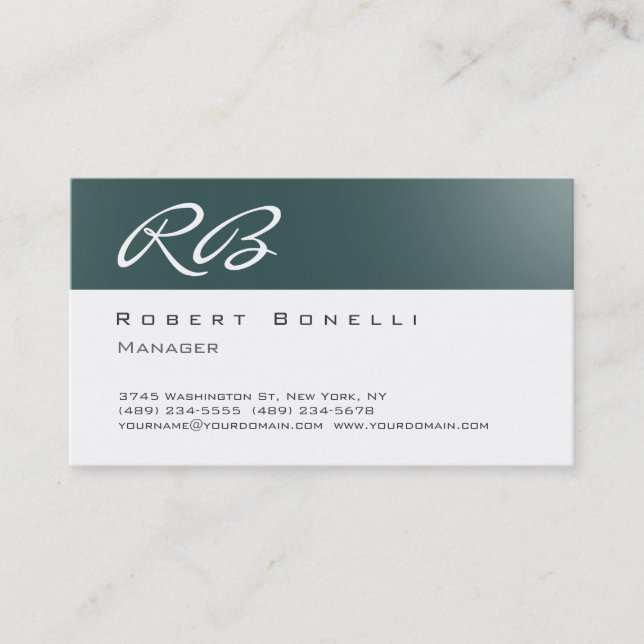 Dark Slate Gray Monogram Business Card Visitenkarte (Vorderseite)