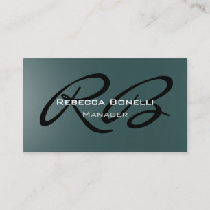 Dark Slate Gray Monogram Manager Business Card Visitenkarte