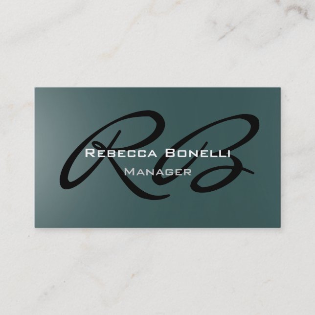 Dark Slate Gray Monogram Manager Business Card Visitenkarte (Vorderseite)