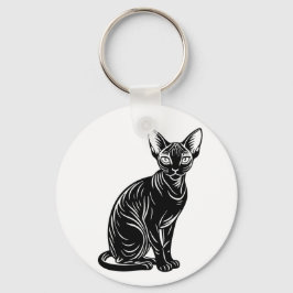 Dark Sphynx Cat Art – Mysterious Minimal Design Schlüsselanhänger