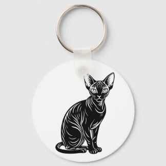 Dark Sphynx Cat Art – Mysterious Minimal Design Schlüsselanhänger