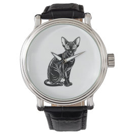 Dark Sphynx Cat – Minimalist Bold Art Armbanduhr
