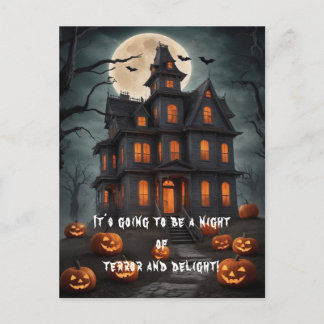 Dark Spuk House Art Eerie Halloween Postkarte
