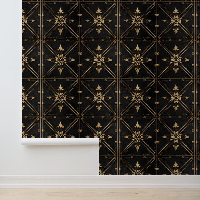 Dark Square Pattern Tapete (Anwendung)