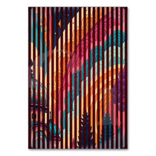 Dark Striped Fantasy Table Card - Anpassbar Tischnummer