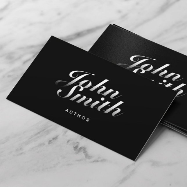 Dark Stylish Calligraphic Author Business Card Visitenkarte (Von Creator hochgeladen)