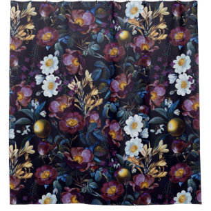 Dark Summer Garden - Vintage Redouté Hütte Rose Duschvorhang