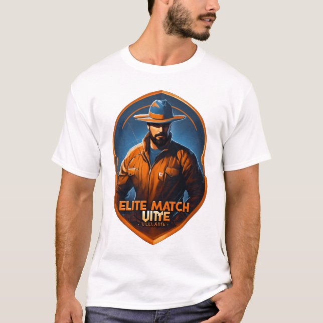Dark T - Shirt mit farbenfrohem Digitaldesign - (Vorderseite)