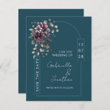 Dark Teal, Dusty Purple Arch Save the Date |