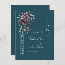 Dark Teal, Dusty Purple Arch Save the Date | Einladung