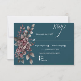Dark Teal, Dusty Purple, Lavender, Sage Floral | RSVP Karte