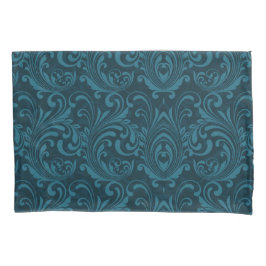 Dark teal floral damask pattern kissenbezug