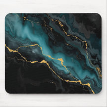 Dark Teal & Gold Marble Statement Mousepad