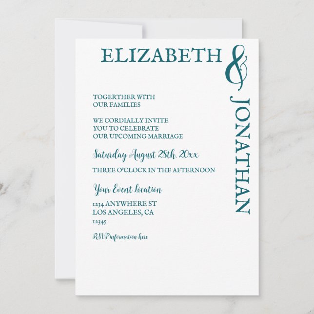 Dark Teal Modern Typography Couples Shower Einladung (Vorderseite)