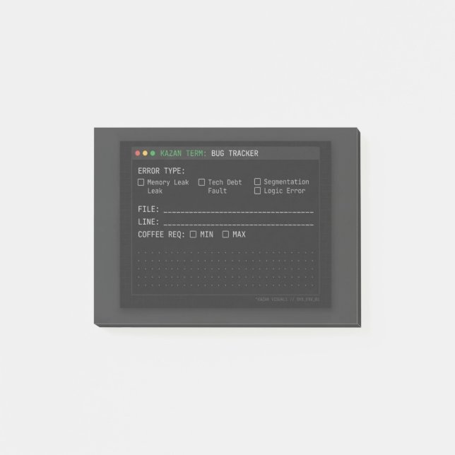 Dark Terminal Bug Tracker Software Engineer Post-i Post-it Klebezettel (Vorderseite)