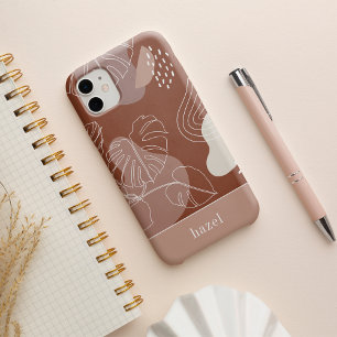 Dark Terracotta Boho Tropical Monstera Leaf iPhone 13 Hülle