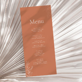 Dark Terracotta Botanical Wedding Menu Menükarte