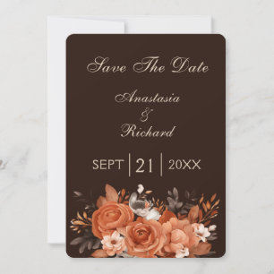 Dark Terracotta und Burnt Orange Wedding Save The Date