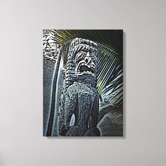 Dark tiki statue canvas print leinwanddruck (Vorderseite)