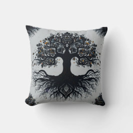 Dark Tree of Life Throw Kissen