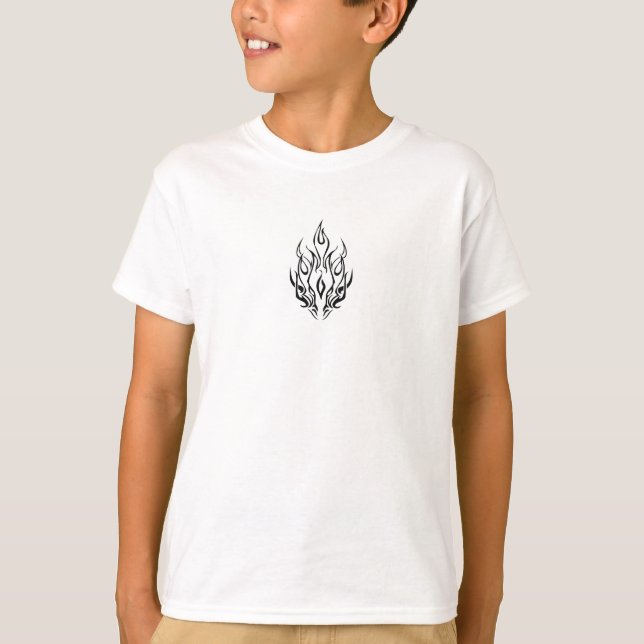 Dark Tribal Flame Mask – Abstract Fire Art Design T-Shirt (Vorderseite)