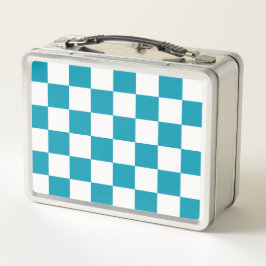 Dark turquoise checkered metall brotdose