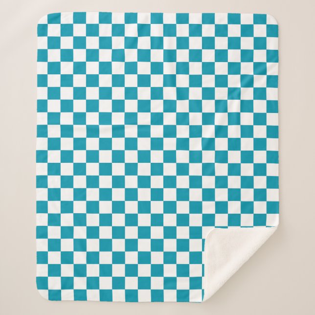 Dark turquoise checkered  sherpadecke (Vorderseite)