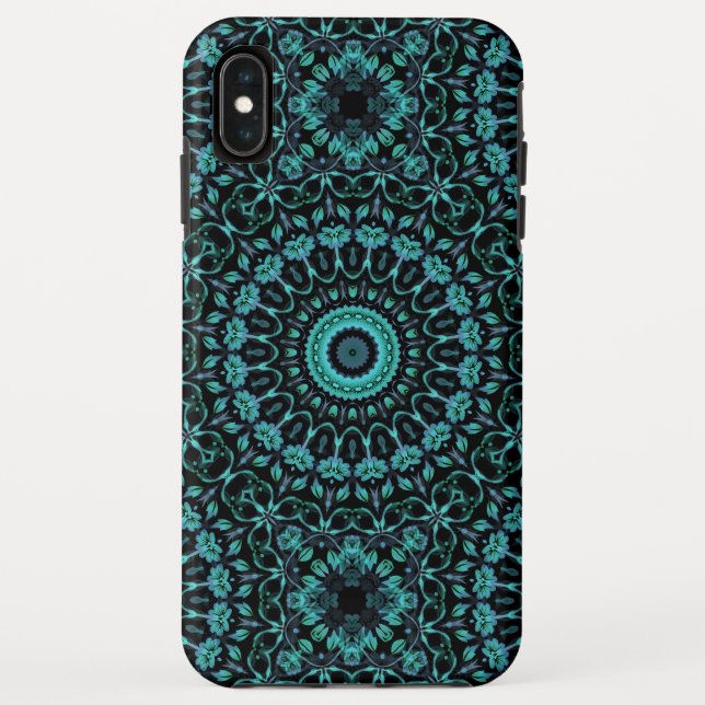 Dark Turquoise Floral Mandala Case-Mate iPhone Hülle (Rückseite)