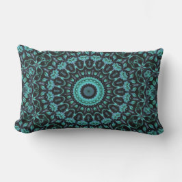 Dark Turquoise Floral Mandala Lendenkissen