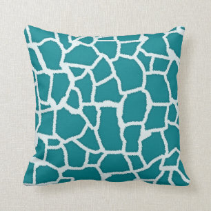 Dark Turquoise Giraffe Animal Print Kissen