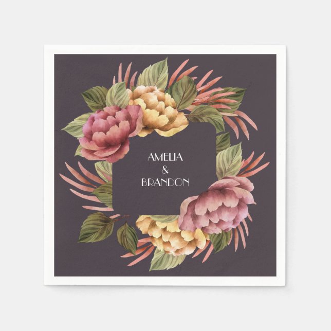 Dark und Moody Floral Serviette (Vorderseite)