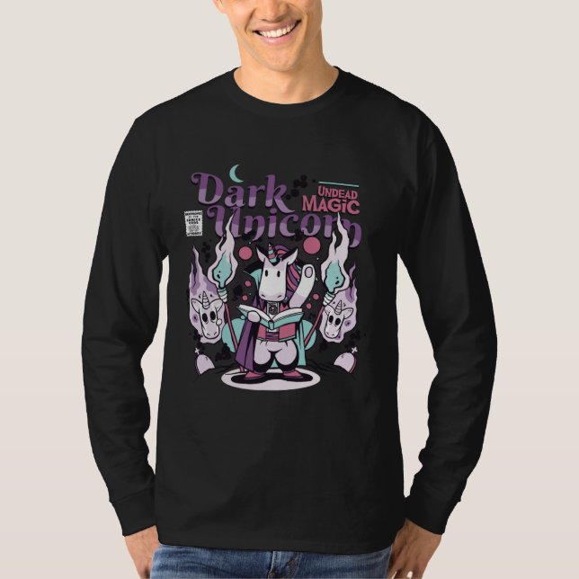 Dark Undead Black Magic Funny Goth Unicorn T-Shirt (Vorderseite)