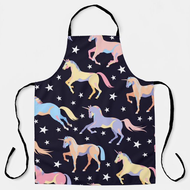 Dark unicorn pattern. Seamless unicorn and star de Schürze (Vorderseite)