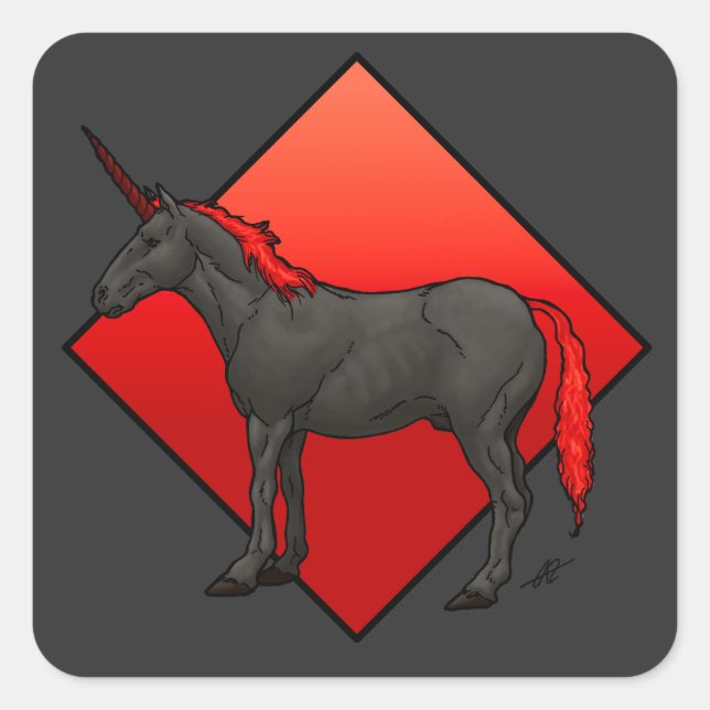 Dark Unicorn Quadratischer Aufkleber (Vorderseite)