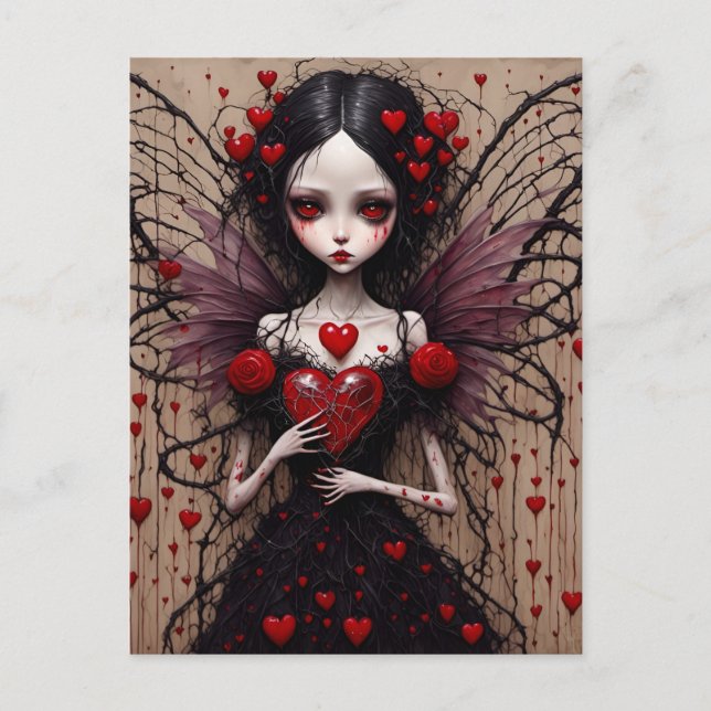 Dark Valentine Vampire Fairy Postkarte (Vorderseite)