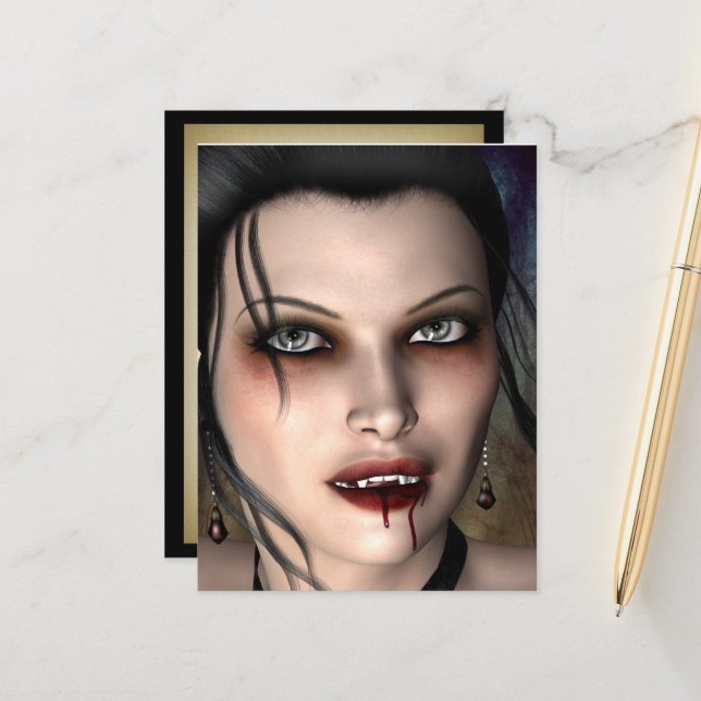 Dark Vampire Beauty Postcard Postkarte (Vorderseite/Rückseite Beispiel)