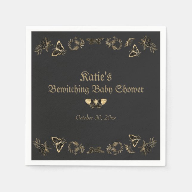 Dark Viktorianisch Gothic Halloween Kinderdusche Serviette (Vorderseite)