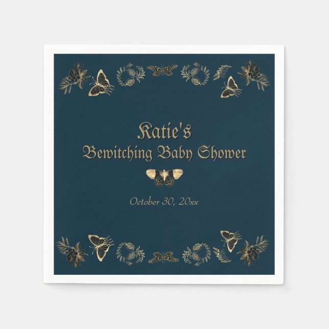 Dark Viktorianisch Gothic Halloween Kinderdusche Serviette (Vorderseite)