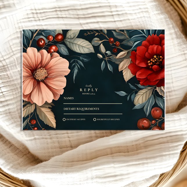 Dark Viktorianisch Romance Wedding RSVP Karte (Von Creator hochgeladen)