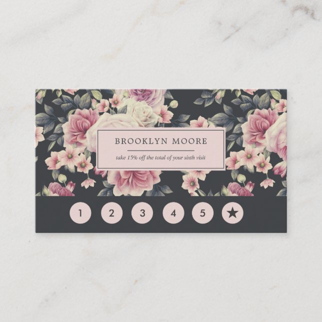 Dark Vintag Floral Logo Loyalty Card Treuekarte (Vorderseite)