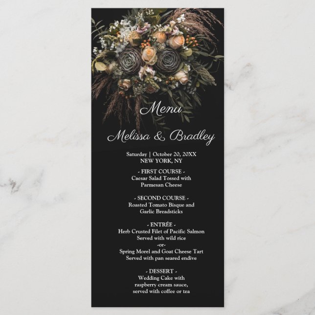 Dark Vintag Floral Menu Programm (Vorderseite)