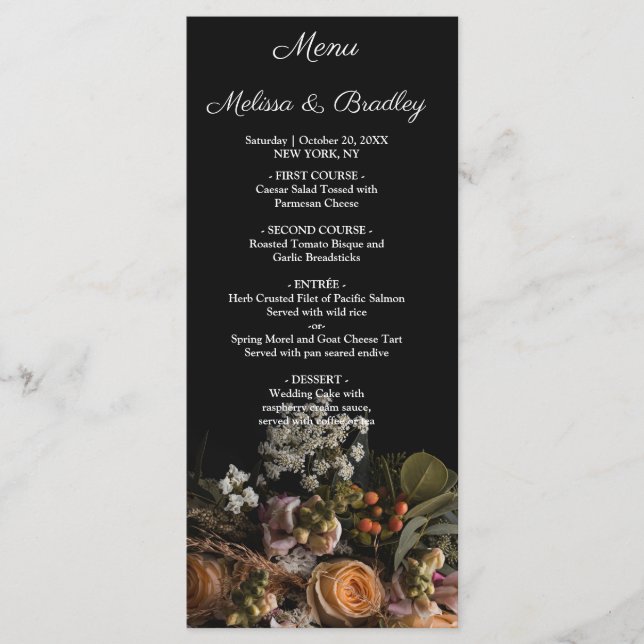 Dark Vintag Floral Menu Programm (Vorderseite)