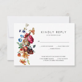 Dark Vintag Floral Wedding RSVP w/Meal Choice