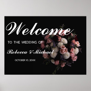Dark Vintag Floral Wedding Welcome Poster