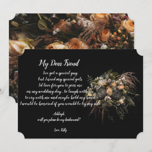 Dark Vintag Florawill meine Brautjungfrau einladen Einladung