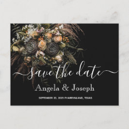Dark Vintag orange Floral Save the Date Ann Ankündigungspostkarte