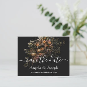 Dark Vintag orange Floral Save the Date Ann Ankündigungspostkarte